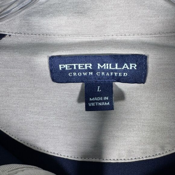 Peter Millar Crown Crafted 1/4 Zip Pullover Mens Large Blue Performance Golf - Picture 3 of 12